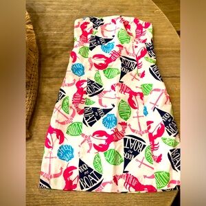 Lily Pulitzer Colorful Nautical Print Strapless Dress